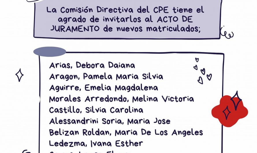 Compartimos invitación a otro «Acto de Juramento» del CPE.